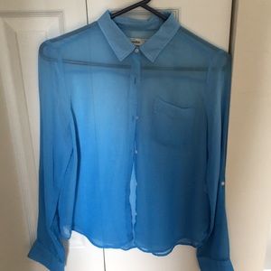 Abercrombie Kids Blue Mesh Button Down Blouse